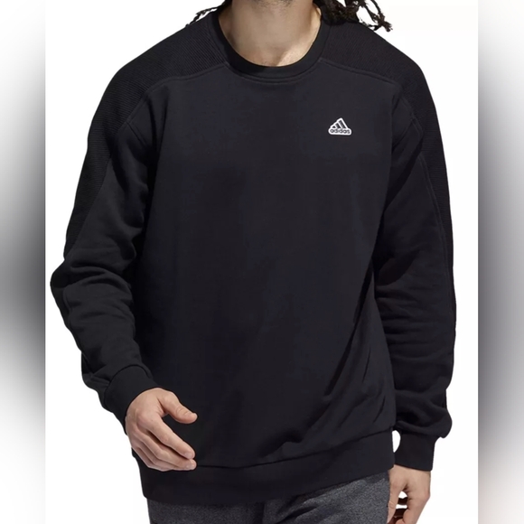 NWT Adidas Men's Rib Crew Black Sweatshirt Size Large - Picture 1 of 6